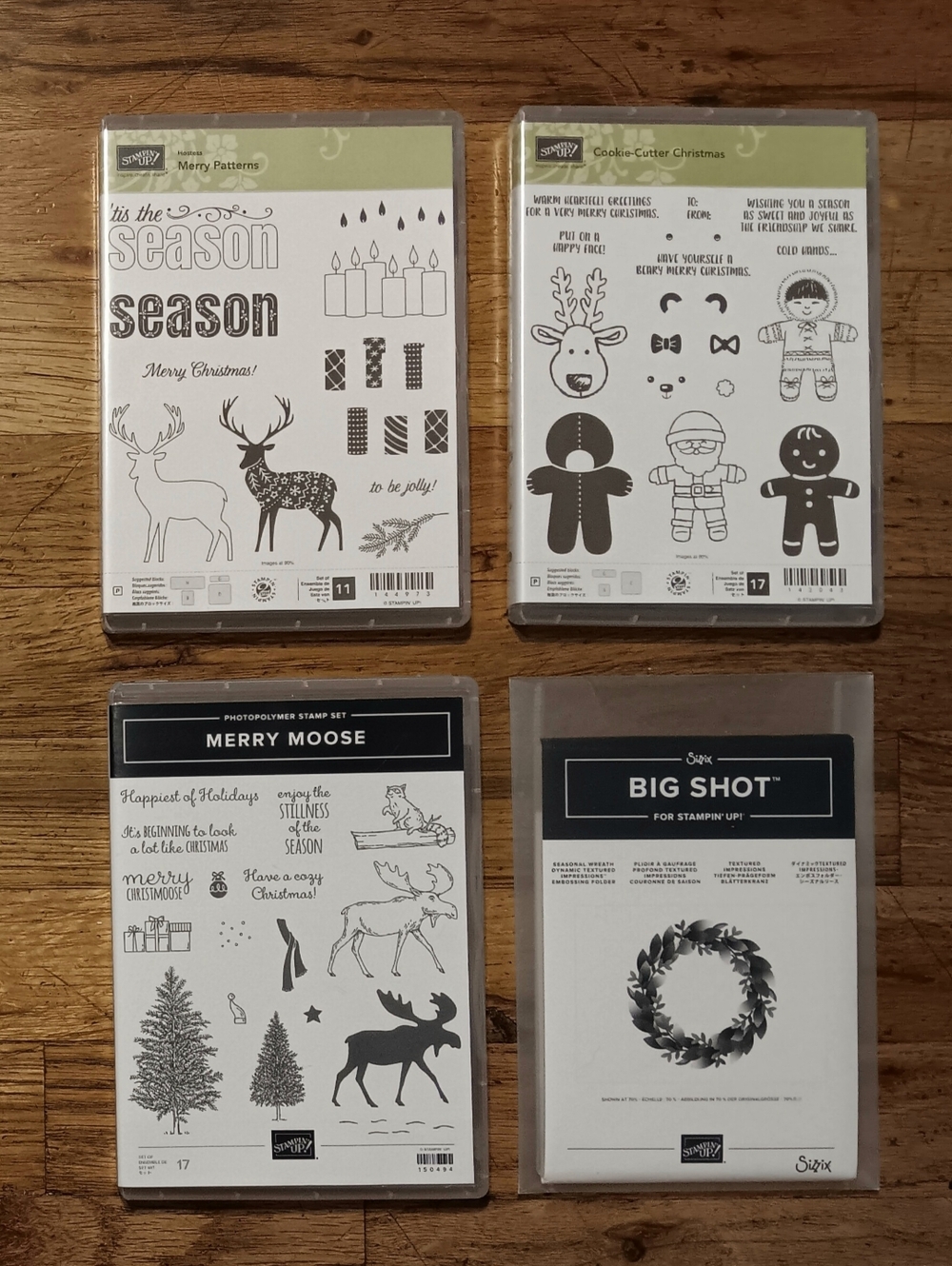 Stampin Up Christmas Holiday Stamp Lot Cookie Cutter Merry Moose Patterns Wreath